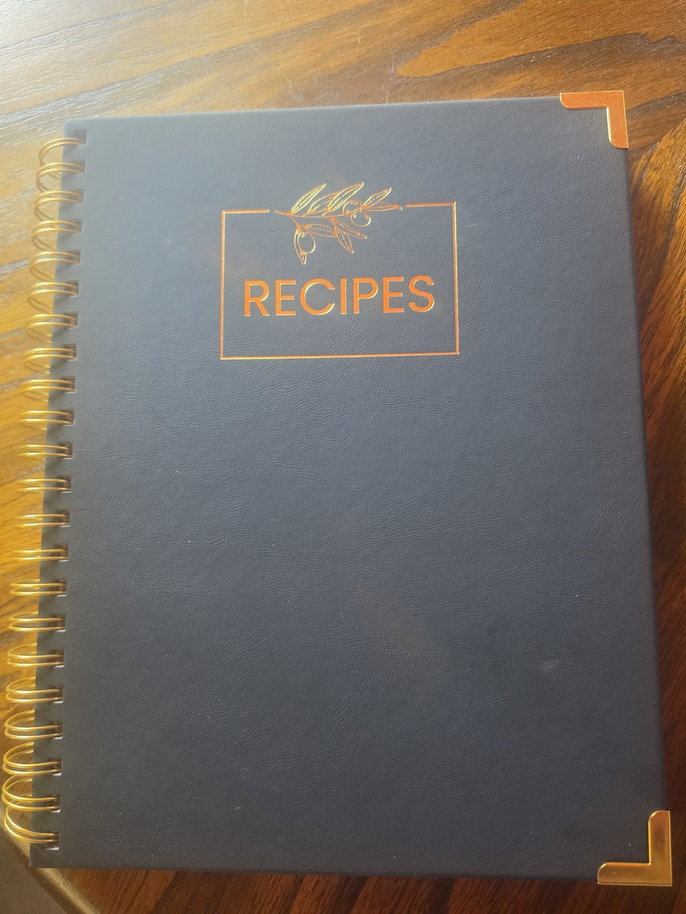Recipes Spiral Notebook - Navy with Gold Accents - NWOT